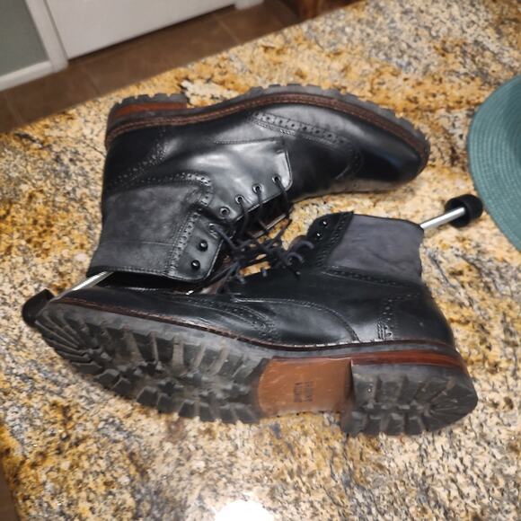 Johnston & Murphy Black Chukka Oxford Leather Boots Sz 11 Shearling Sheep Skin